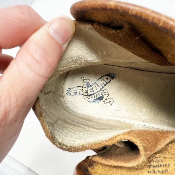 Freebird Brown Leather & Suede Casey Ankle Booties Sz 7 Made in Mexico Ankle Tie - Picture 8 of 10